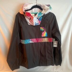 Disney World Windbreaker Rain Jacket Rainbow Pastels Tie Dye Pullover NEW! SizeM